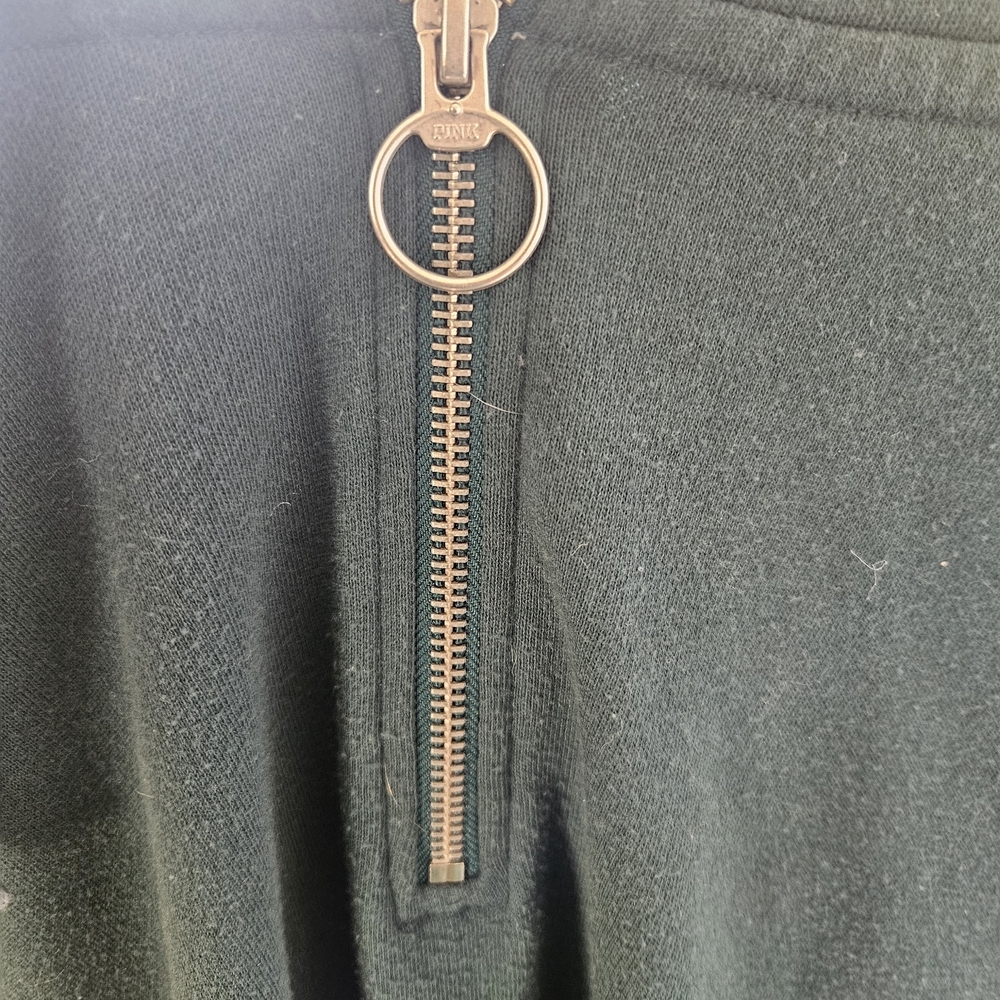 Green PINK Victoria's Secret Womens 3/4 Zip With Hood Sweater - Picture 5 of 5